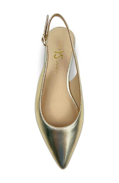 Yosi Samra Vera Pointed Toe Slingback Flat In Light Gold Metallic