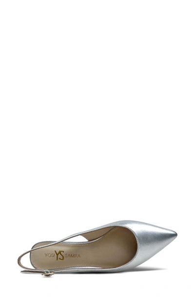 Yosi Samra Vera Pointed Toe Slingback Flat In Silver Metallic