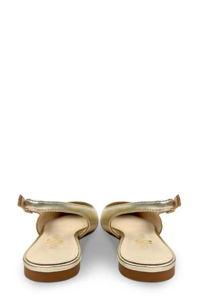 Shop Yosi Samra Vera Pointed Toe Slingback Flat In Light Gold Metallic