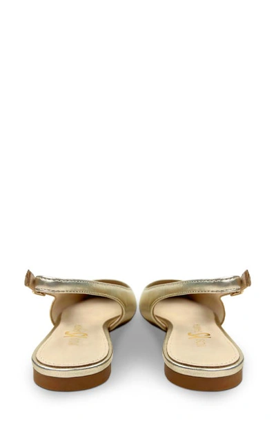Yosi Samra Vera Pointed Toe Slingback Flat In Light Gold Metallic