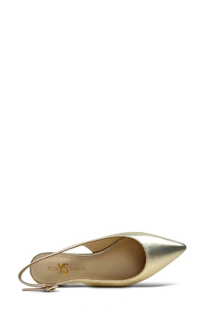 Shop Yosi Samra Vera Pointed Toe Slingback Flat In Light Gold Metallic