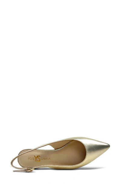 Yosi Samra Vera Pointed Toe Slingback Flat In Light Gold Metallic