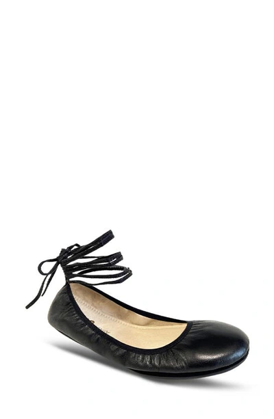 Shop Yosi Samra Sofia Ankle Strap Foldable Flat In Black Leather