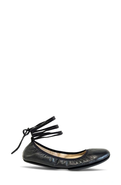 Shop Yosi Samra Sofia Ankle Strap Foldable Flat In Black Leather