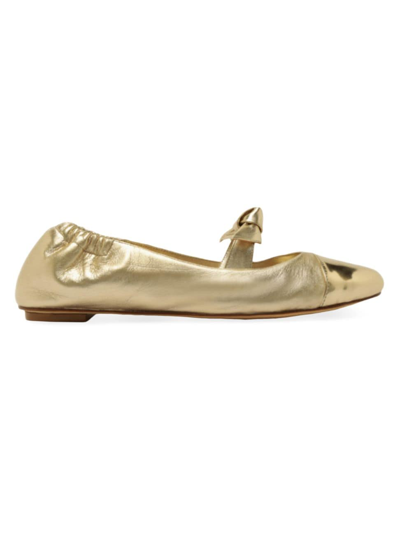 Shop Alexandre Birman Women's Clarita Metallic Leather Ballerina Flats In Gold