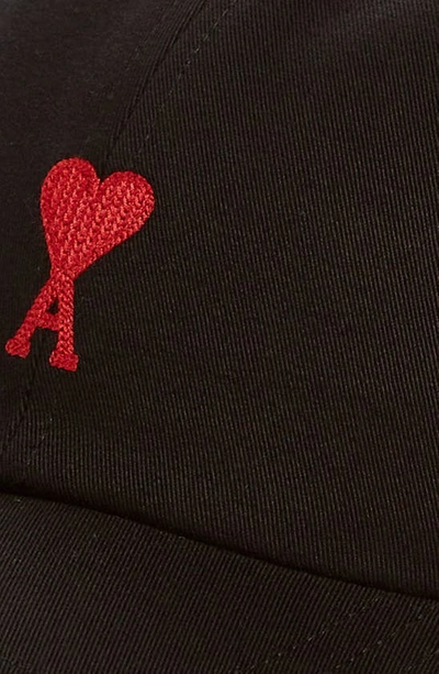 Shop Ami Alexandre Mattiussi Ami De Coeur Embroidered Adjustable Baseball Cap In Black/ 001