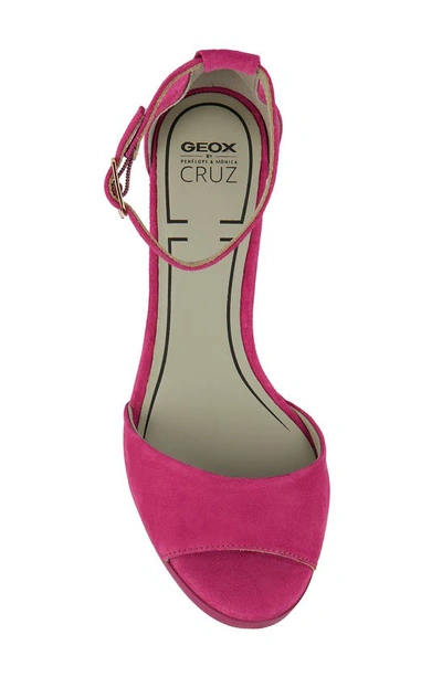 Shop Geox Walk Pleasure Ankle Strap Platform Sandal In Fuchsia