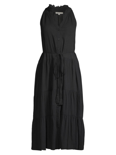 Shop Change Of Scenery Women's Tracy Cotton Sleeveless Shirtdress In Black