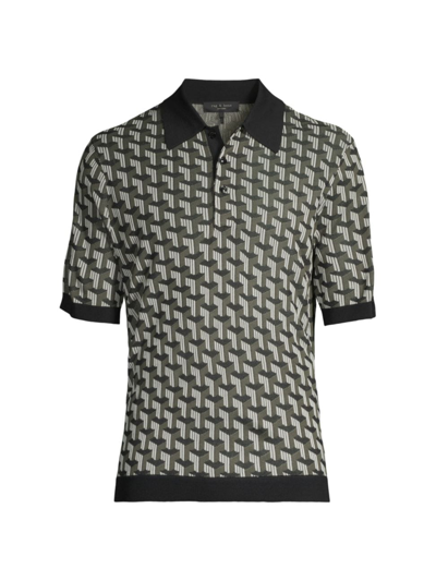 Shop Rag & Bone Men's Vaughn Abstract Polo Shirt In Army Multi