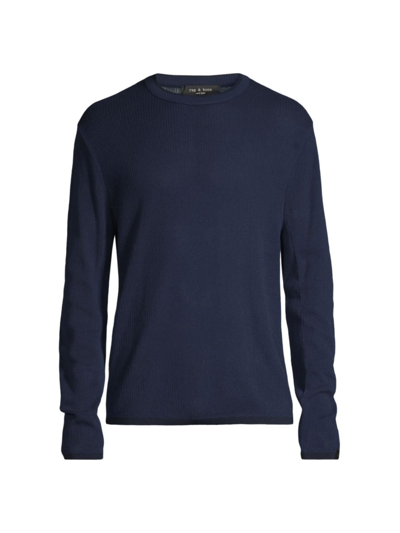 Shop Rag & Bone Men's Harvey Cotton-blend Crewneck Sweater In Blue