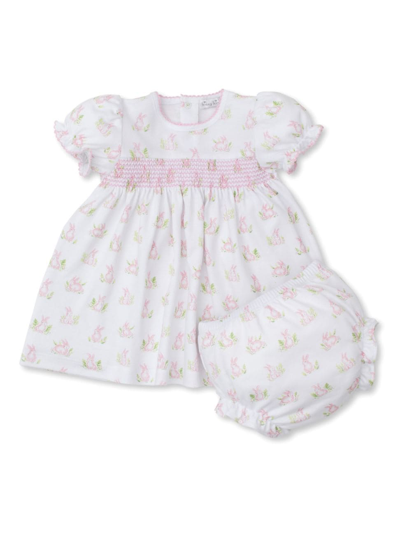 Shop Kissy Kissy Baby Girl's Bunny Cotton Dress Set In Pink