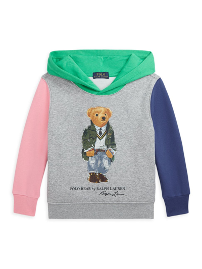 Shop Polo Ralph Lauren Little Boy's & Boy's Bear Colorblocked Hoodie In Paris Bear Andover Heather Multi