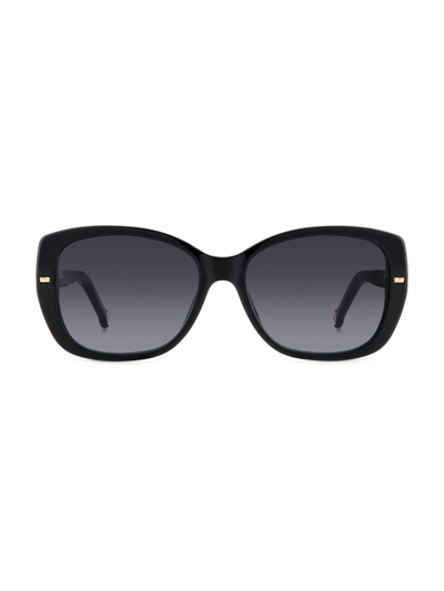 Shop Carolina Herrera Women's 56mm Square Sunglasses In Black Beige Grey