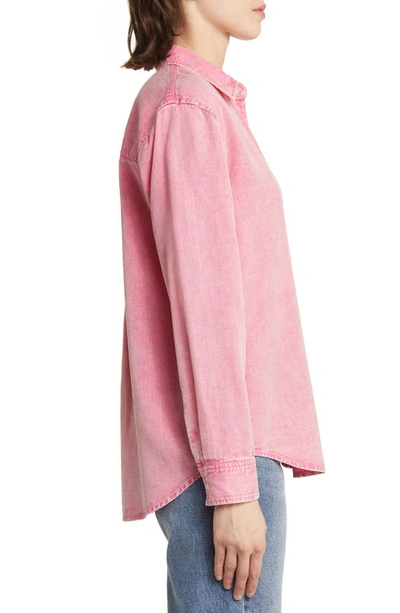 Shop Rails Barrett Lyocell & Linen Button-up Shirt In Vivid Pink