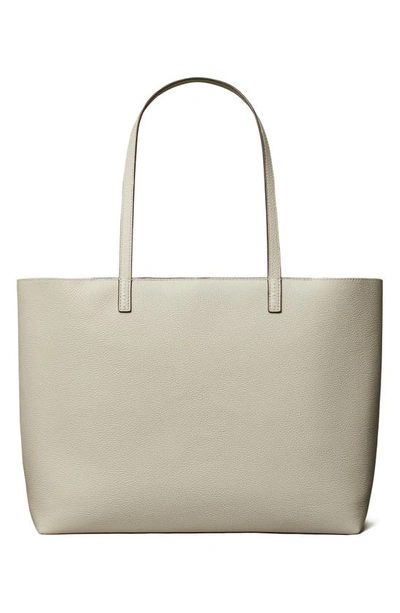 Shop Tory Burch Mcgraw Leather Tote In Feather Gray