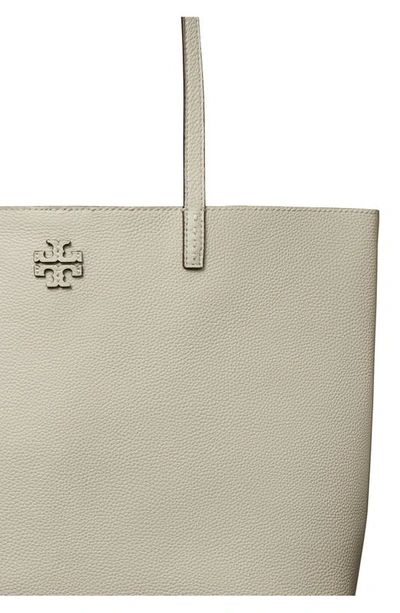 Shop Tory Burch Mcgraw Leather Tote In Feather Gray