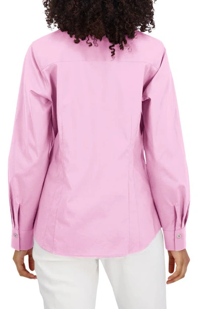 Foxcroft Sanda Cotton Blend Button-up Shirt In Bubblegum
