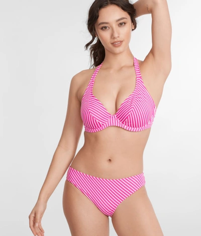 Shop Freya Jewel Cove Halter Bikini Top In Raspberry Stripe