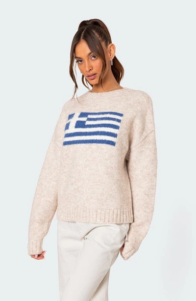 Shop Edikted Greece Oversize Chunky Sweater In Stone