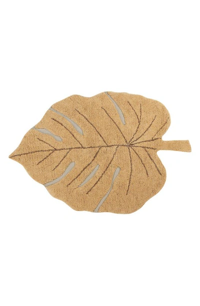 Lorena Canals Monstera Leaf Rug In Honey Soil Brown Olive