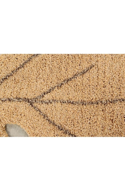 Lorena Canals Monstera Leaf Rug In Honey Soil Brown Olive