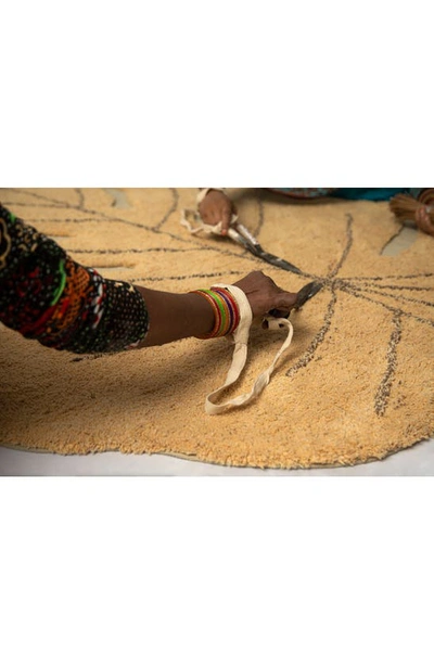 Lorena Canals Monstera Leaf Rug In Honey Soil Brown Olive