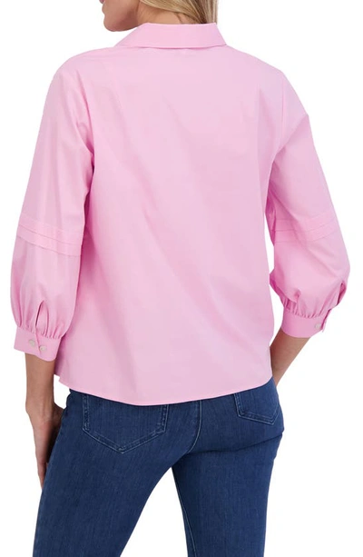 Foxcroft Sanda Cotton Blend Button-up Shirt In Bubblegum