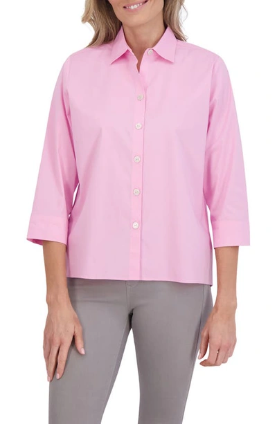 Shop Foxcroft Kelly Button-up Shirt In Bubblegum