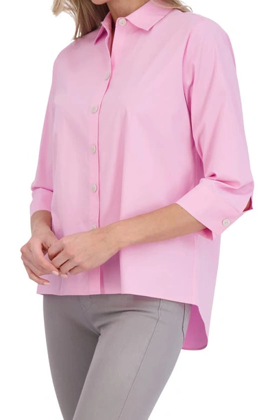 Shop Foxcroft Kelly Button-up Shirt In Bubblegum