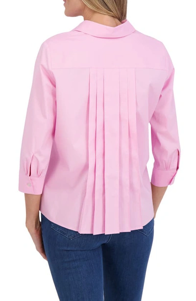 Shop Foxcroft Sanda Cotton Blend Button-up Shirt In Bubblegum