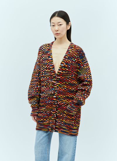Shop Chloé Chunky Knit Cardigan In Multicolour