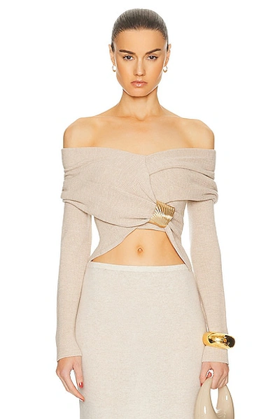 Shop Cult Gaia Nicia Long Sleeve Knit Top In Champagne Melange
