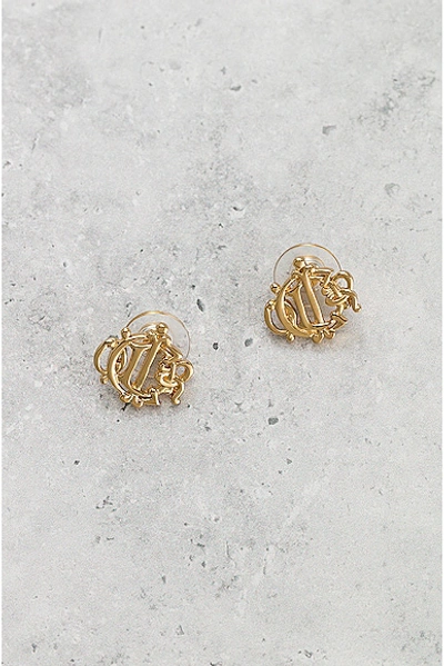 Shop Dior Emblem Logo Earrings In Light Gold