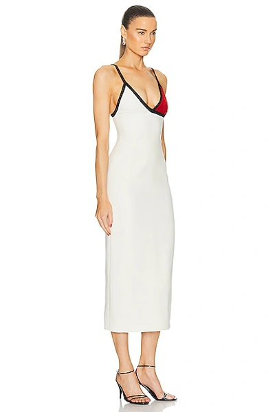 Gabriela Hearst Edina Crochet And Suede-trimmed Wool Midi Dress In Ivory  Red  & Black