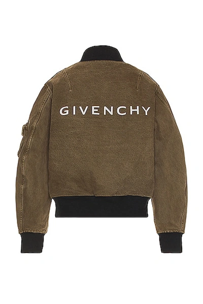 Shop Givenchy Reversible Denim Bomber In Black & Khaki