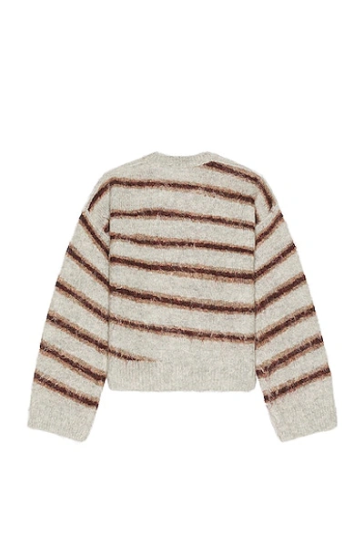Shop Acne Studios Striped Sweater In Grey Melange & Burgundy