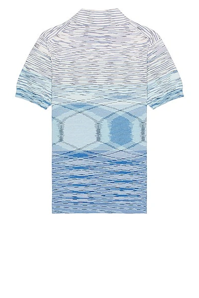 Shop Missoni Short Sleeve Polo In Blue Space Dye