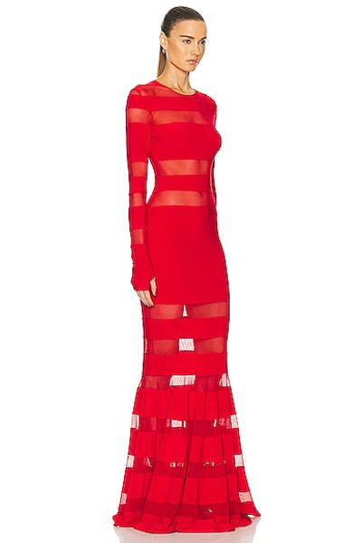 Norma Kamali Spliced Dress Fishtail Gown In Tiger Red