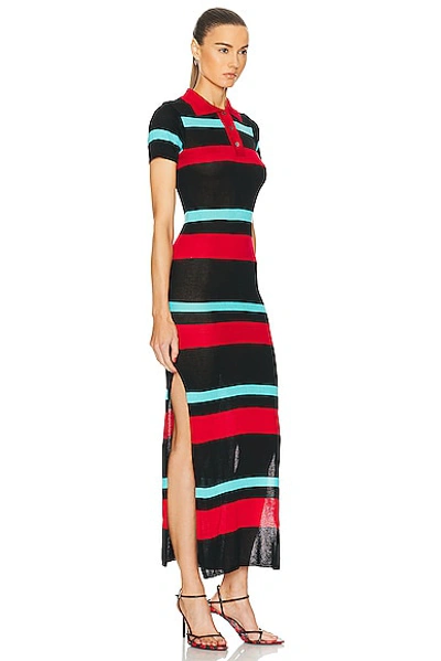 Shop Louisa Ballou Polo Dress In Black  Red  & Blue