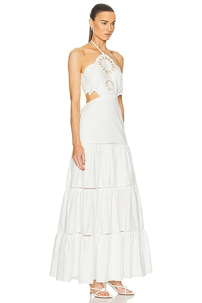 Shop Patbo Lasercut Cotton Poplin Maxi Dress In White
