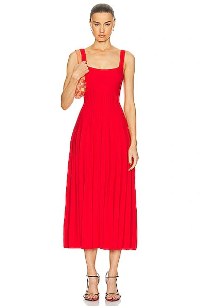 Shop Staud Ellison Dress In Red Rose