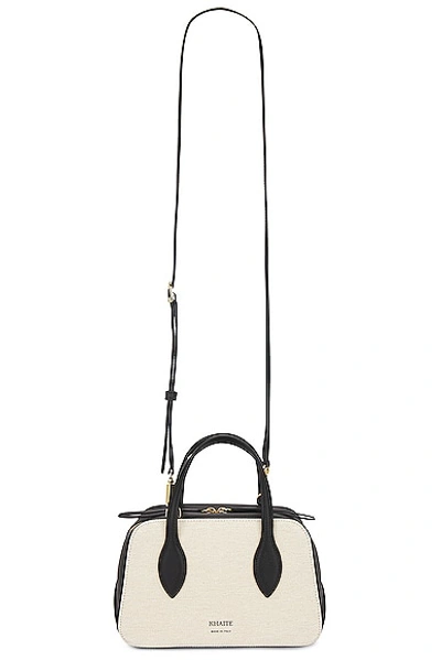 Khaite Small Maeve Canvas & Leather Crossbody In Black & Natural