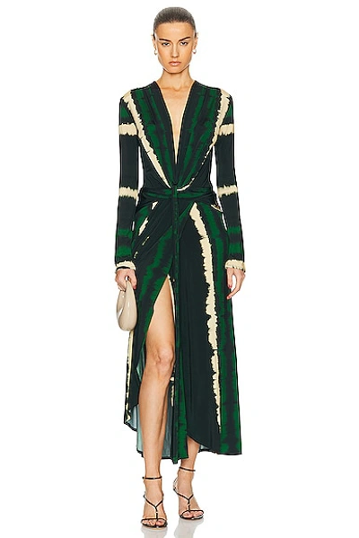 Shop Johanna Ortiz Mito De Selva Ankle Dress In Dyes Green & Ecru