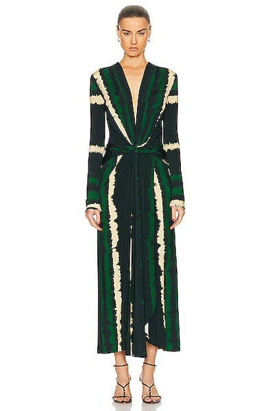 Shop Johanna Ortiz Mito De Selva Ankle Dress In Dyes Green & Ecru