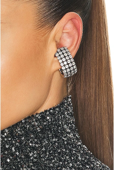 Shop Balenciaga Glam Ear Cuffs In Antique Silver & Crystal