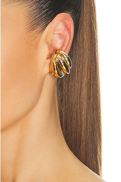 Shop Balenciaga Saturne Earrings In Shiny Gold