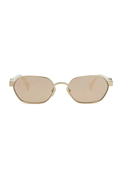Gucci Metal Gg1593s Sunglasses In Gold Ivory Pink
