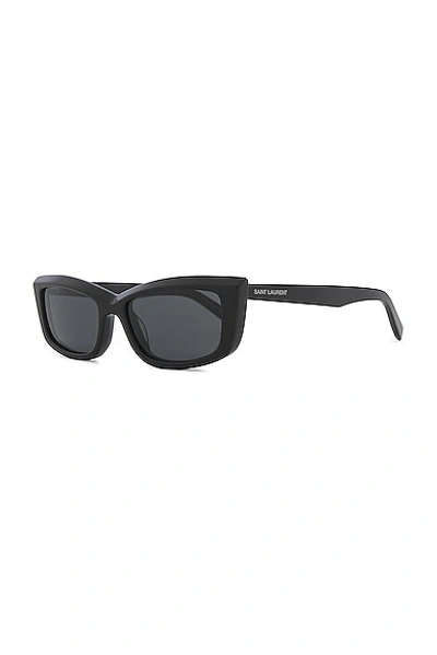 Shop Saint Laurent Square Sunglasses In Black