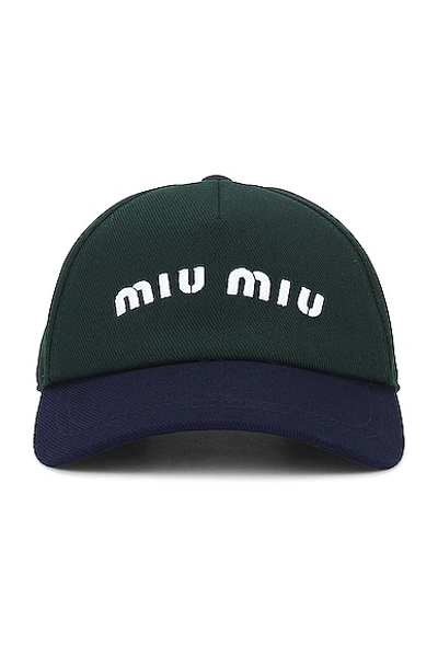 Shop Miu Miu Logo Baseball Hat In Abete & Royal