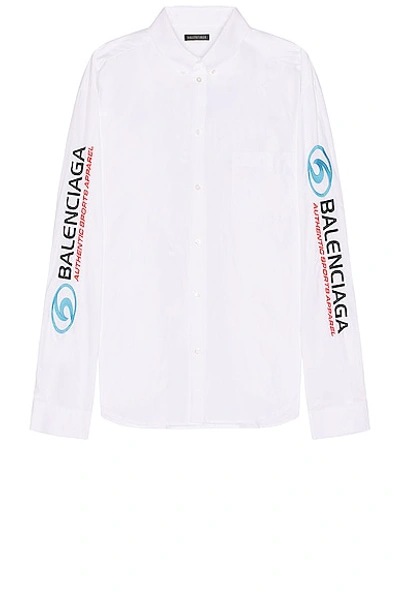 Shop Balenciaga Long Sleeve Large Fit Shirt In White
